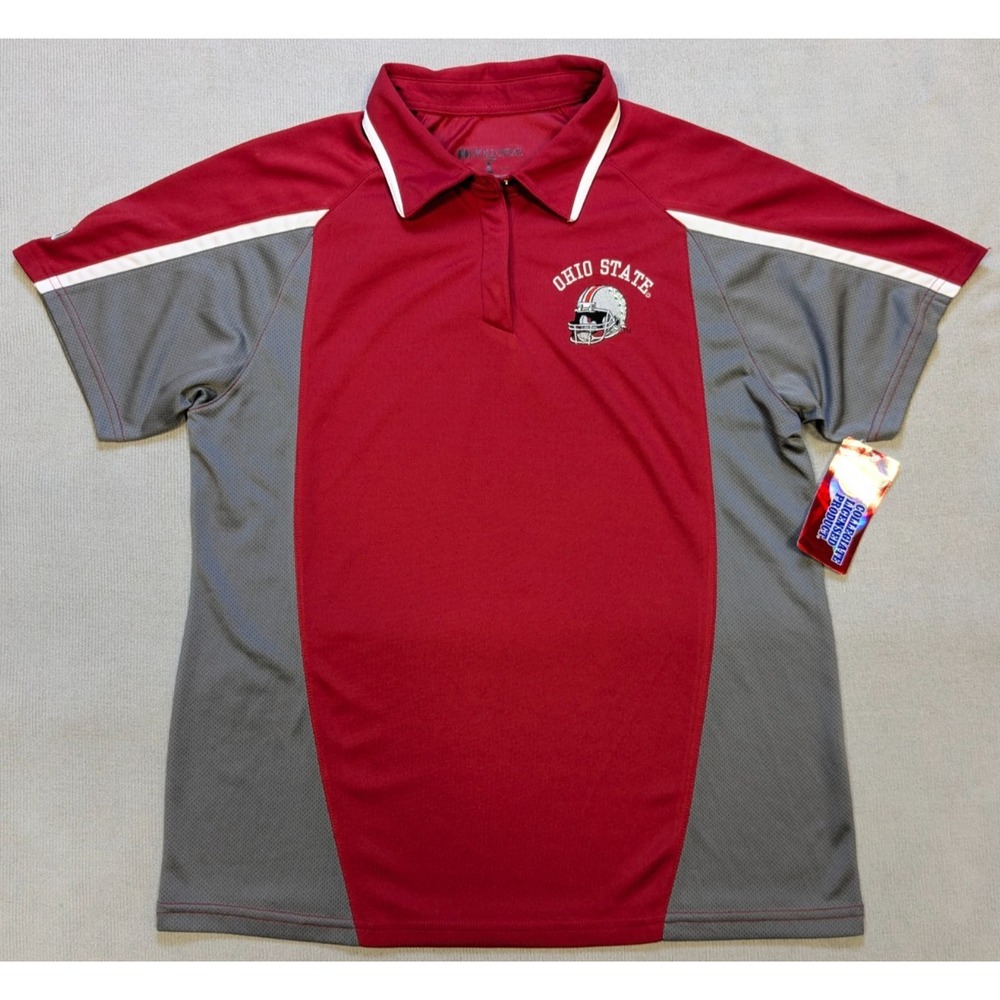 Ohio State Buckeyes Shirt Womens Large Red Polo Performance Football New OSU
